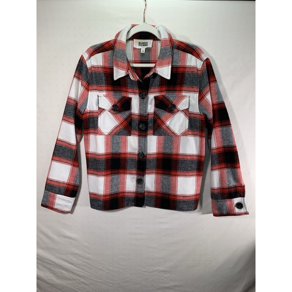 NWOT - BB DAKOTA Steve Madden Women's Button Plaid Flannel Shacket LARGE